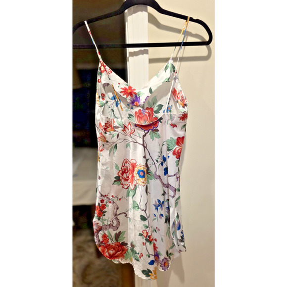 Natori White Floral Satin Robe & Slip Dress Set Women’s Small 2-Piece Lounge - Picture 3 of 11